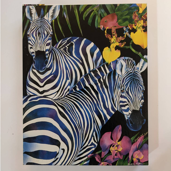 Vintage Zebra Jigsaw Puzzle "Stripes and Shadows" Barbara Wallace Art 550+ Piece - Picture 2 of 7